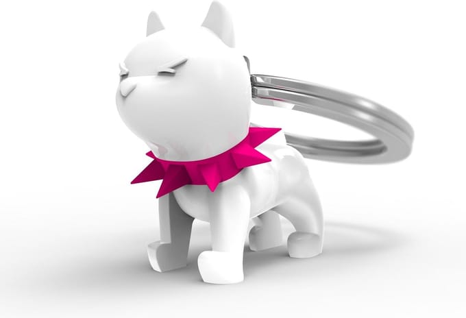 Metalmorphose sleutelhanger hond bulldog wit Guard