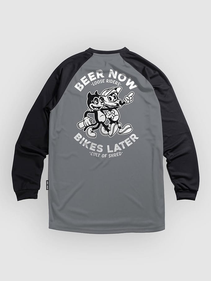 Loose Riders Beer Now Bikes Later Long Sleeve Jersey grijs