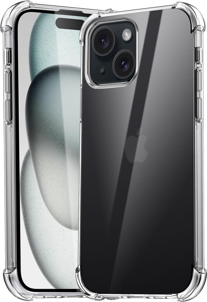 Hoesje geschikt voor iPhone 15 Plus - Back Cover Case ShockGuard Transparant