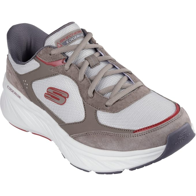 Skechers Edgeride Erlon Leren Heren Sneakers Bruin/multi
