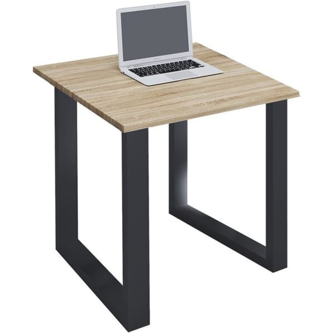 Houten bureau Computerbureau Werkbureau Kantoormeubilair Lona U Aluminium Zilver