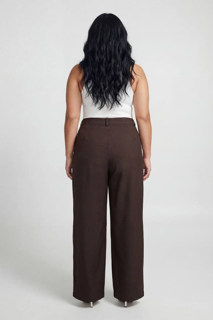 boohoo Dames Plus Ballonbroek Met Overslag Tailleband | Chocolate | Maat: 16