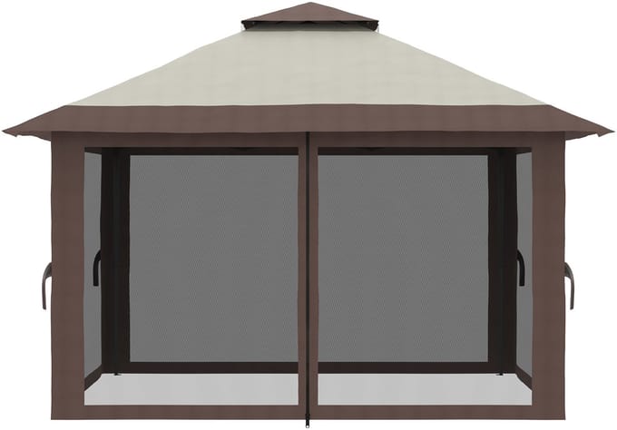 Beige Opvouwbaar Prieel-UV Bestendig Waterdicht-Hoogte Verstelbaar-Tuin 4x4m