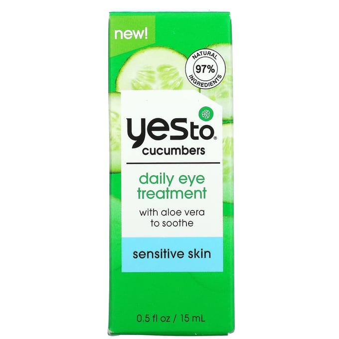 Yes To, Traitement Quotidien pour les Yeux, Concombre, 0,5 fl oz (15 ml) white