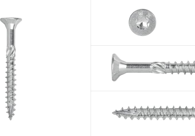 Wovar Spaanplaatschroeven Verzinkt 6 x 60 mm Torx 30 Deeldraad | Doos 100 Stuks