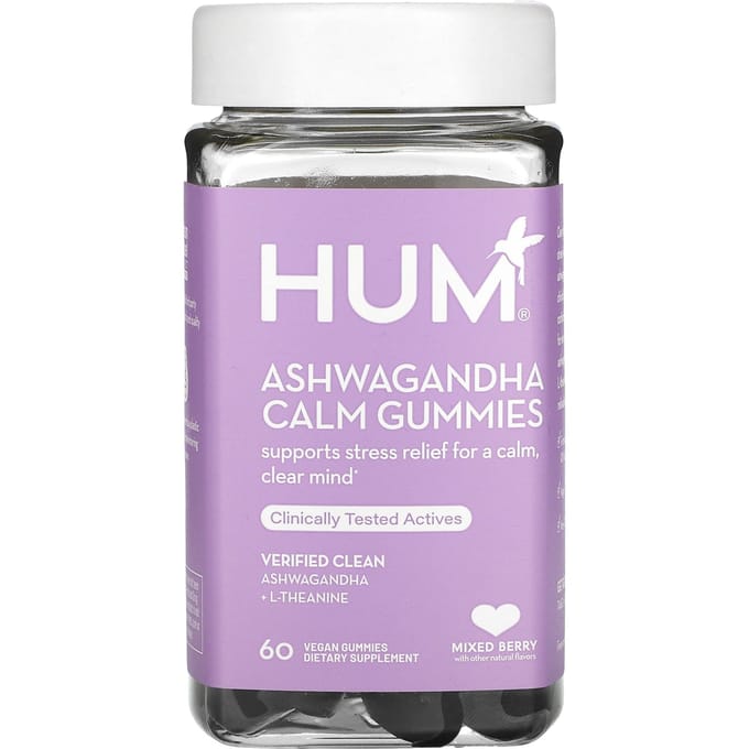 HUM Nutrition, Ashwagandha Calm gummies, baies mélangées, 60 gummies végétaliens
