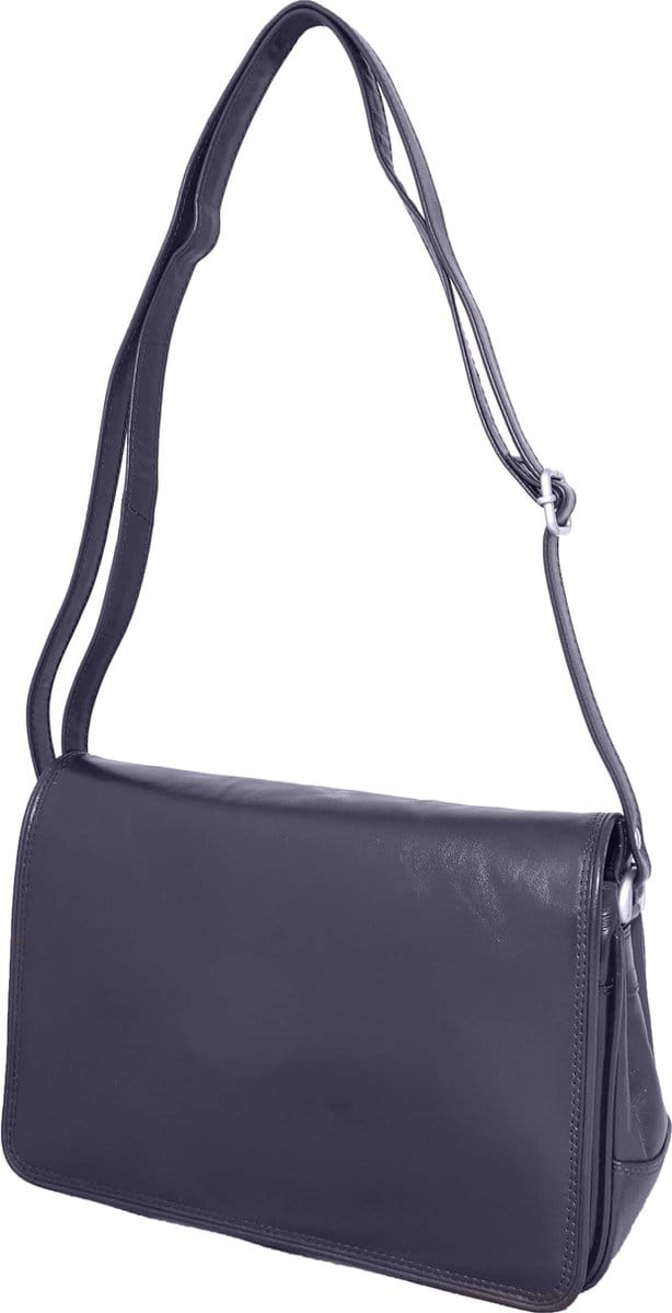 Leather Design Schoudertas met Overslag Donker Blauw