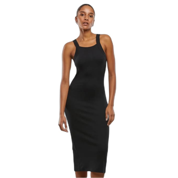 Urban Classics - Midi Rib Jersey Bodycon jurk - M - Zwart