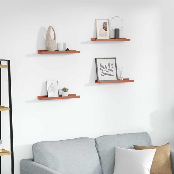 vidaXL - Wandplank - 4 - st - Rood - 40 - x - 9 - x - 3 - cm - Bewerkt - hout