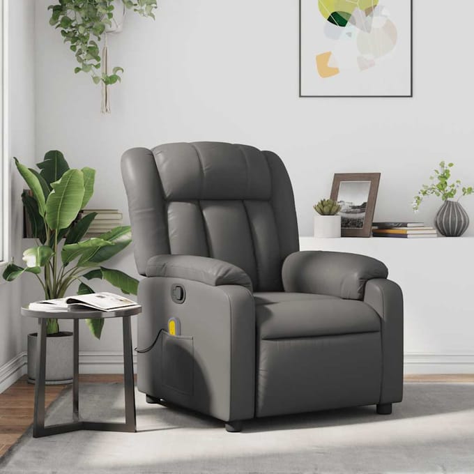 Vidaxl Klapbare Massagestoel, Grijs, Bekleed met Kunstleer