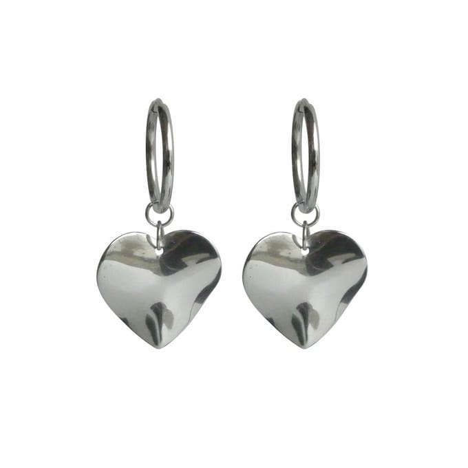 FlowJewels - oorbellen - hart - stainless steel - zilver