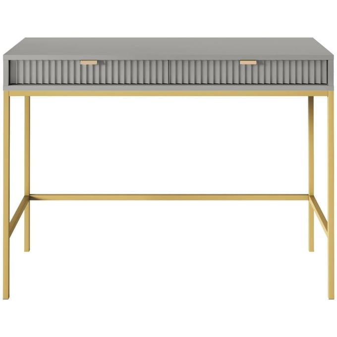 Selsey Vellore - Toilettafel 104 cm - grijs met geribbelde fronten en gouden frame