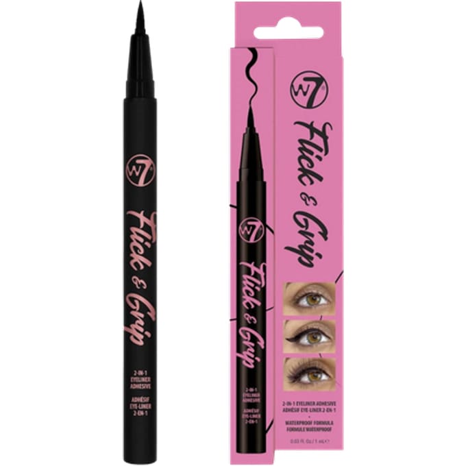 W7 Flick &amp; Grip 2-In-1 Adhesive Eyeliner Pen Black 1 st