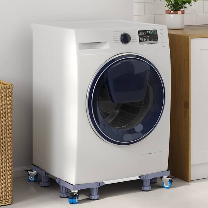 vidaXL - Wasmachinebasis - Grijs - 67 - x - 67 - x - 12 - cm - Roestvrij - staal