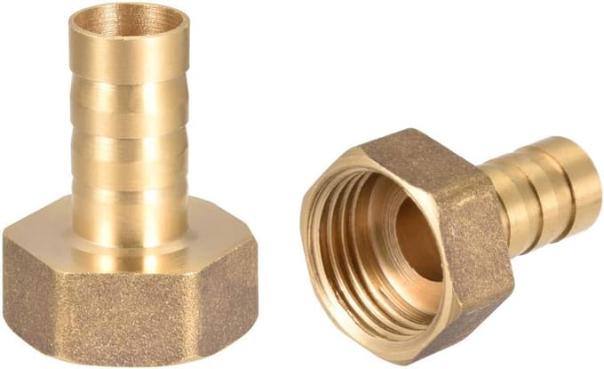 sourcing map Buisverbinder, messing slang, 12 mm, binnendraad G1/2, slangadapter, 2 stuks