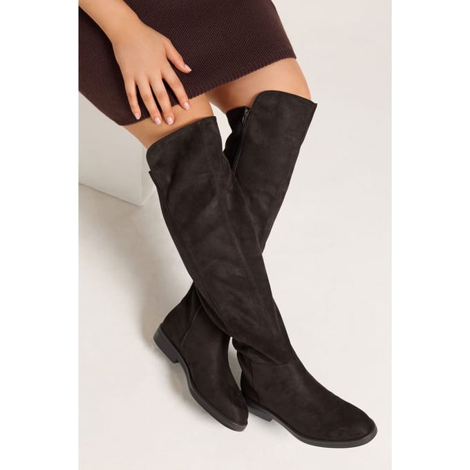 Yours Chocoladebruine Laarzen Met Stretch Aan De Achterkant In Brede Epasvormsize 37E