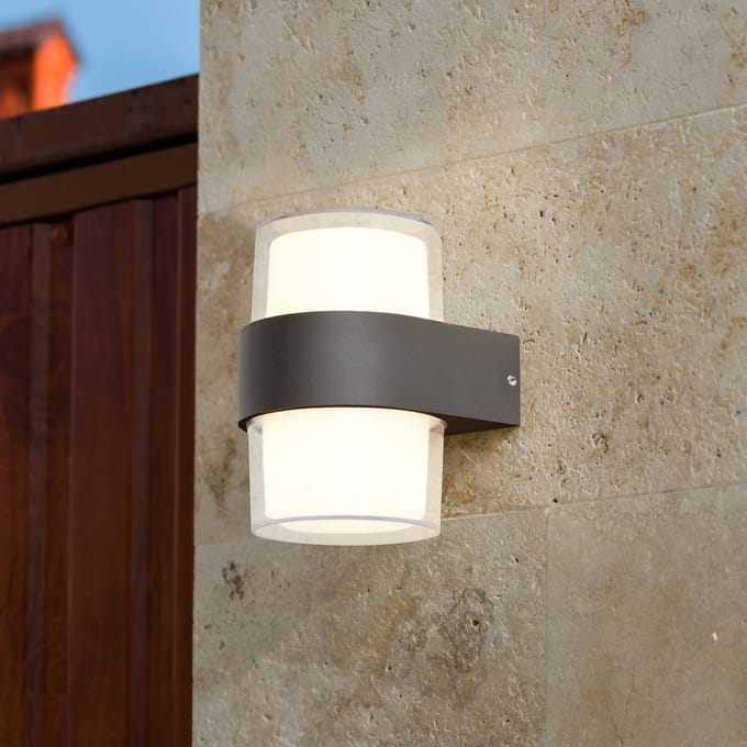 Searchlight LED buiten wandlamp Pittsburgh up/downlight, zwart, rond