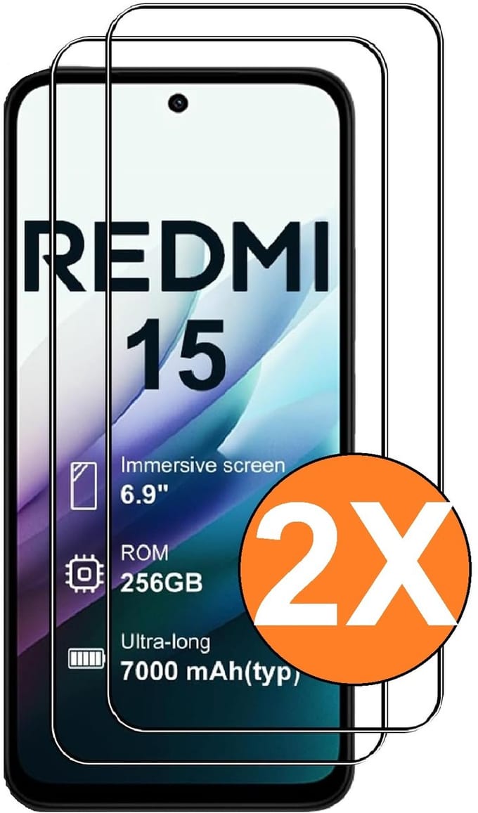 Screenprotector geschikt voor Xiaomi Redmi 15 5G/4G Beschermglas - Screen protector gehard glas - 2 Stuks