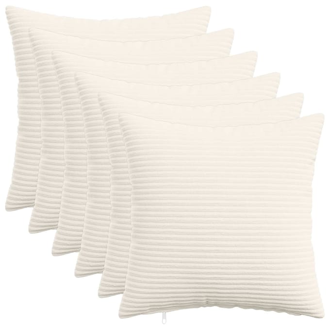 vidaXL - Kussensloop - 6 - pcs - HEERLEN - Crèmekleurig - 30 - x - 30 - cm - corduroy