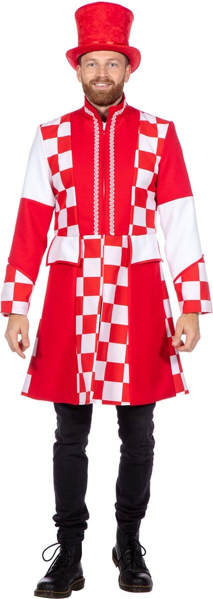 Jas Brabant Heren rood/wit Premium - Maat 3XL