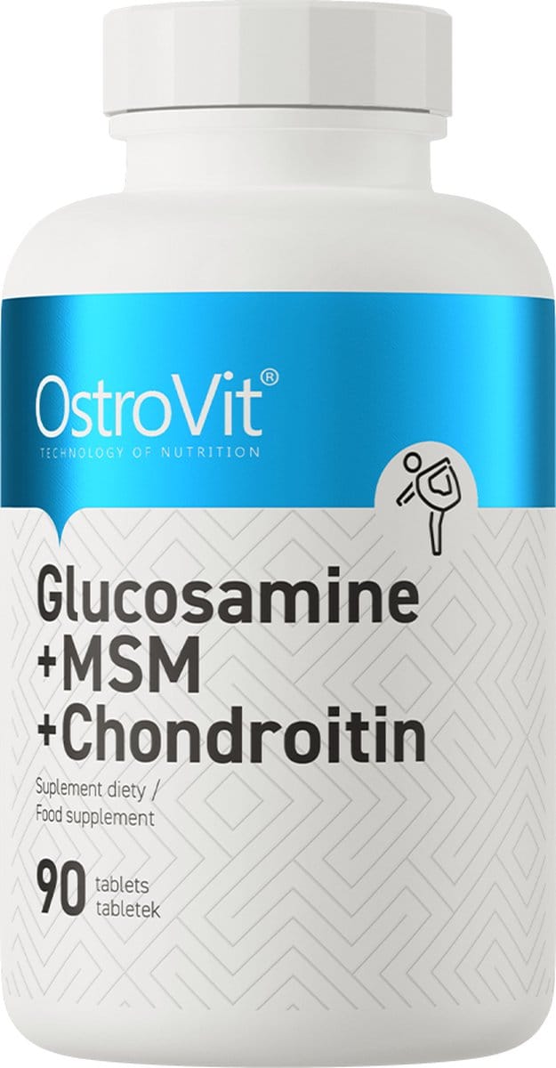 Supplementen - Glucosamine + MSM + Chondroitin 90 Tablets OstroVit - + BeBulk Nutrition Pillendoos