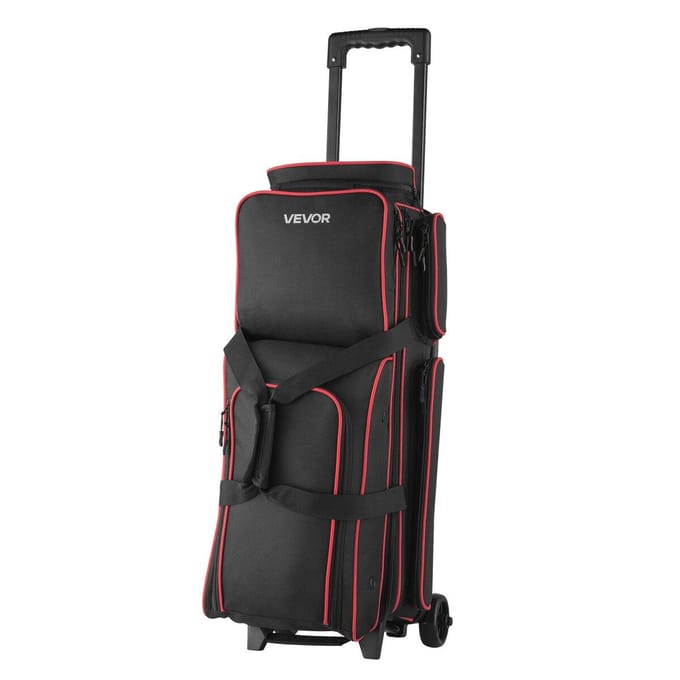Sac de Bowling 3 Boules avec Roues Double Rouleur Sac de Bowling Compartiment à Chaussures