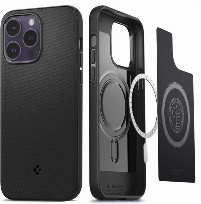 Geschikt voor Spigen Apple iPhone 14 Pro Mag Fit Hoesje - Zwart