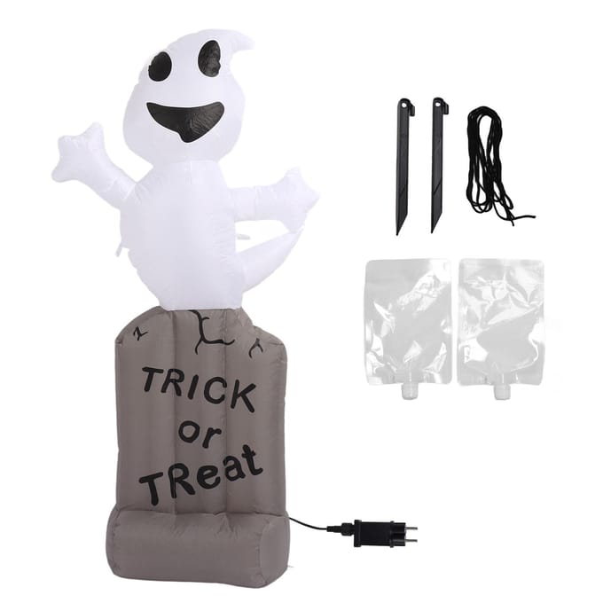 Opblaasbare Spook Grafstenen Decoratie 1.5m LED IP44 Waterdicht Met Blower Opblazen Spoken white