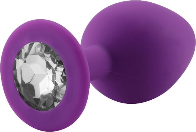 PLGZ - Rosebud Siliconen Anaal Plug - Paars - Witte Siersteen - Verkrijgbaar in 3 maten Medium
