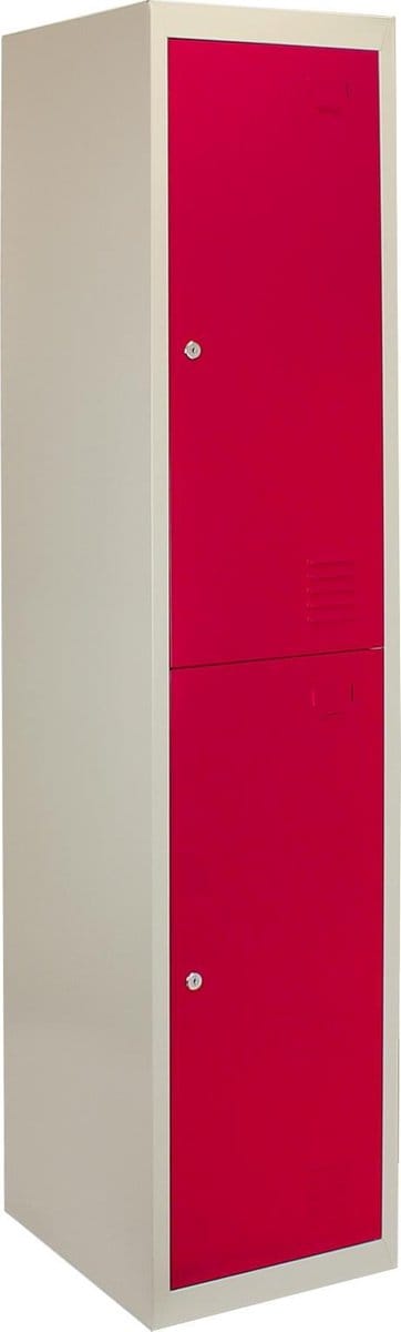 Lockerkast metaal - rood - 180x38x45 cm - tweedeurs incl. magneten