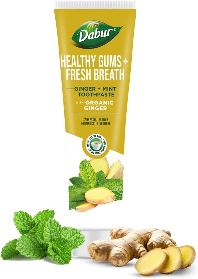 Tandpasta met gember en munt, Dabur, vegan, 100 ml