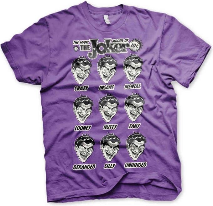 DC Comics Batman Heren Tshirt -M- The Many Moods Of The Joker Paars