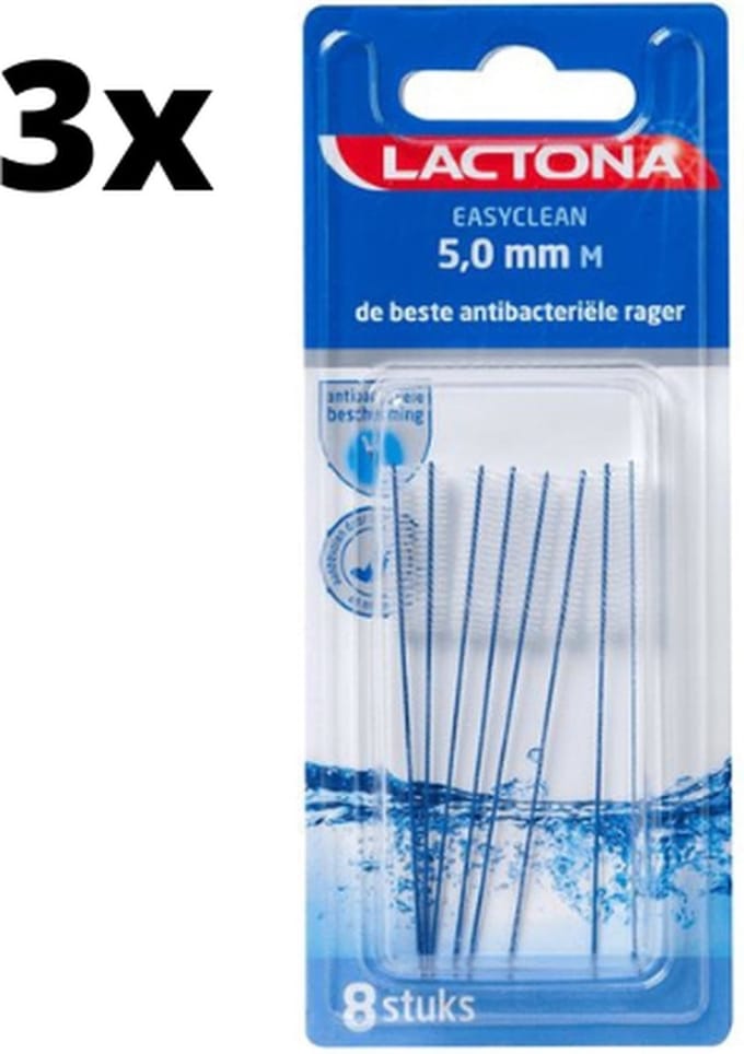 Lactona Ragers EasyClean M 5.0mm Blauw - 3 x 8 stuks - Voordeelverpakking