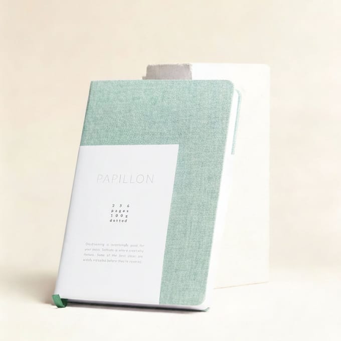 Dzukou Papillon - Notitieboek - A5 - Blanco - Groen - Linnen Kaft