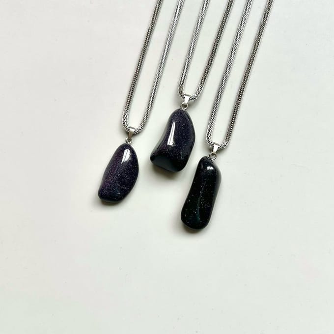 Gemstone ketting Goudsteen blauw