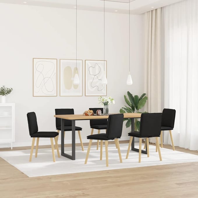 vidaXL - Eetkamerstoelen - 6 - st - stof - zwart