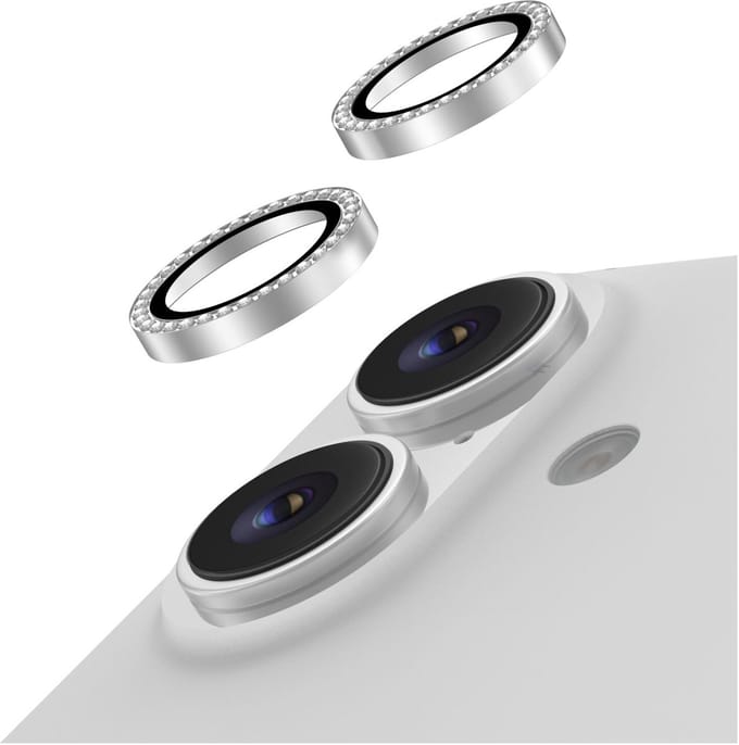 AVY Camera Lens Protector Rings | Geschikt voor Apple iPhone 17 / 16 / 16 Plus | Camera Lens Protector Glas | Schokbestendig | Krasbestendig | met Applicator | Diamant Zilver
