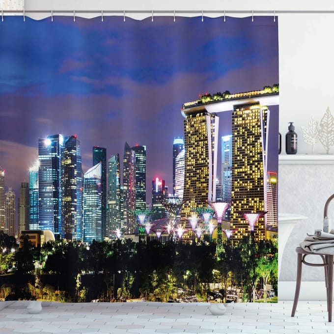 ABAKUHAUS Douchegordijn – Moderne Badkamerdecoratie – B175 x H200 cm – Waterafstotend, 100% Polyester, Multi
