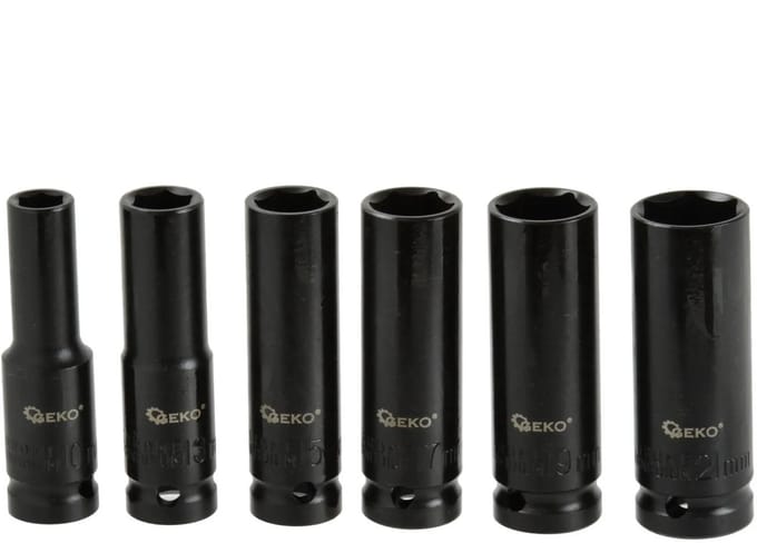 GEKO Diepe dopsleutelset - 6-delig - Chroom-vanadium staal - 10-21 mm