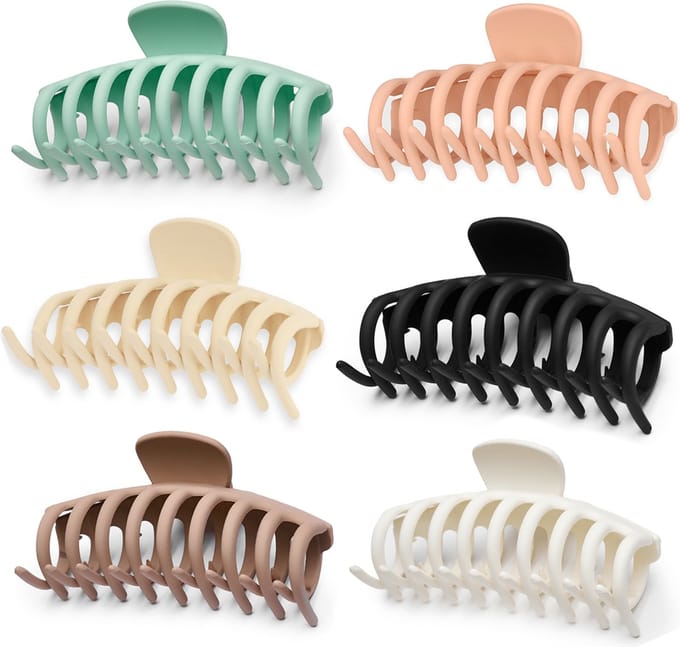 Lajetti - 6 stuks Haarklemmen Rond Basic Set Groot - Haarclip Dames Bananenklem