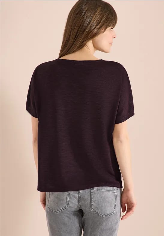 Shirt met overhangende schouders in linnenlook