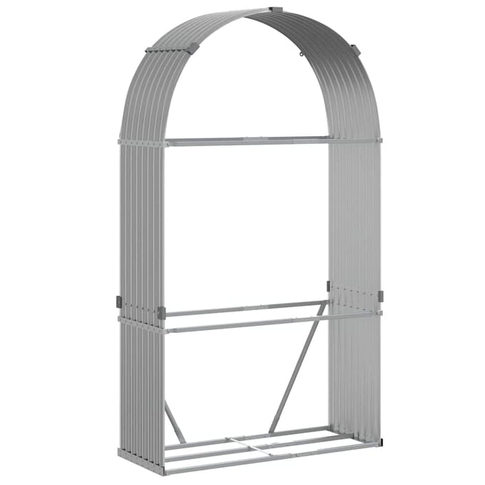 vidaXL - Haardhoutopslag - 120x45x210 - cm - gegalvaniseerd - staal - lichtgrijs