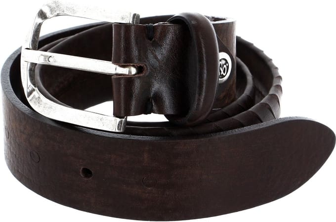 b.belt riem Silver Ledergürtel W80 Dunkel Braun bruine