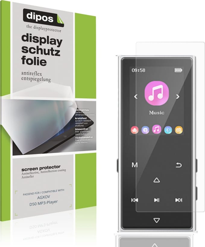dipos – 4x Matte Beschermfolie geschikt voor AGXOV D50 MP3-Player | Krasbestendige & antireflecterende Screenprotector Ultra-Thin
