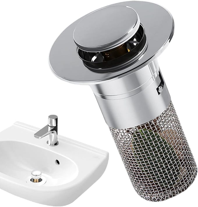 Wastafel stopper - Afvoerstop filter - Douche afvoer - Met haarvanger - 74 cm - Zilverkleurig