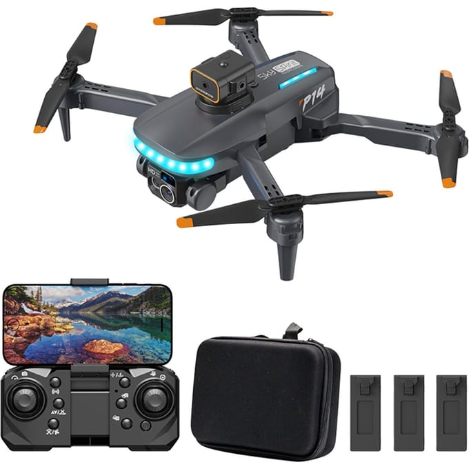 Afstandsbediening drone met camera 720P dubbele camera obstakelvermijding optische stroom drone wifi FPV dual camera-3 battery-black