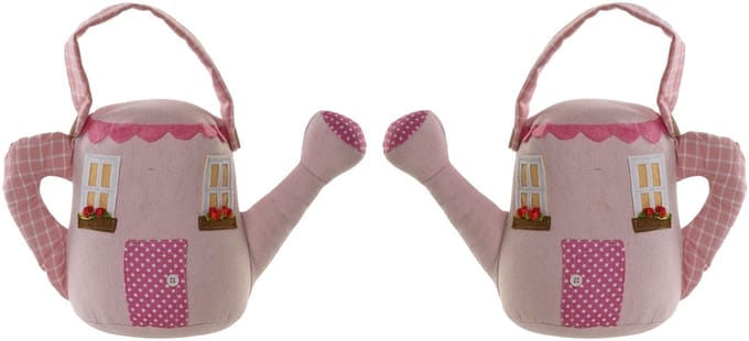 ITEM Deurstopper gieter - 2x - 1,5 kilo - roze - polyester - 26 x 13 x 25 cm - tegen klapperende deuren