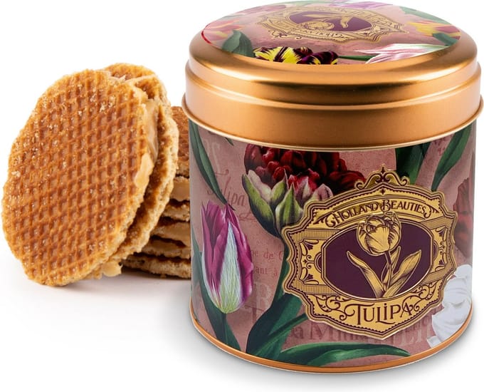 Stroopwafel Blik - Tulpen Rose Embossed - Souvenir Gift