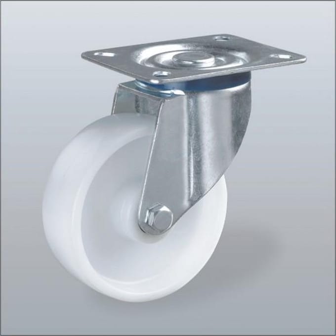 Nylon zwenkwiel met topplaat - 100mm - 200kg