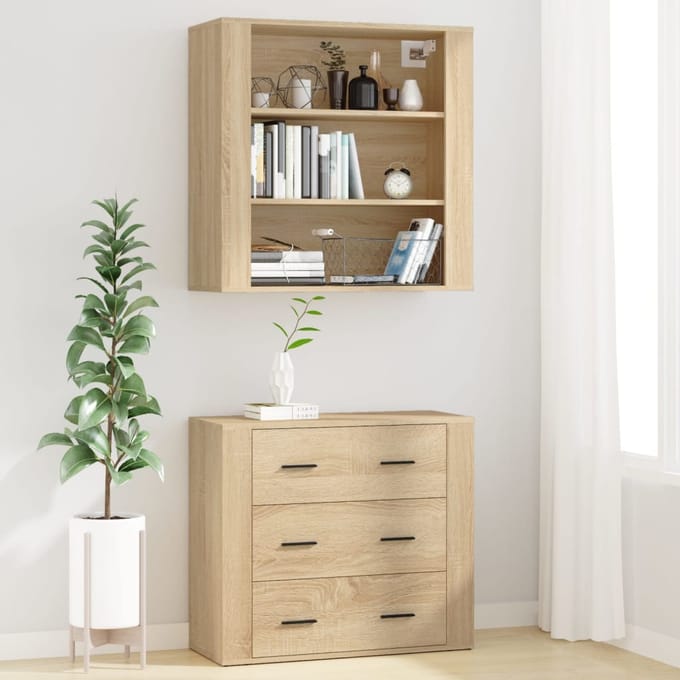 vidaXL - Hoge - kast - bewerkt - hout - sonoma - eikenkleurig